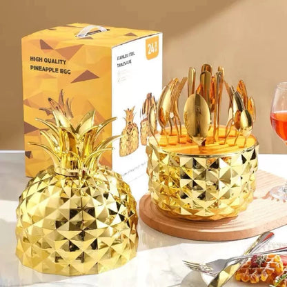 MHome 24-piece Cutlery Set with Pineapple Case