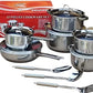 DOLPHIN 15-Piece Stainless Steel Cookware Set – Durable Pots & Pans