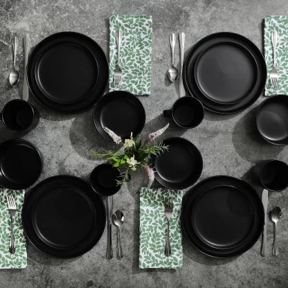 MHome 16-Piece Dinnerware Set – Microwave Safe Stoneware