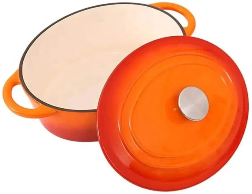 MHome 34CM Oval Cast Iron Enamel Casserole Pot with Lid – 4.3L Capacity