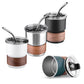 MHOME 300ML Stainless Steel Stacked Camping Cups with Walnut Handle