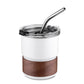 MHOME 300ML Stainless Steel Stacked Camping Cups with Walnut Handle