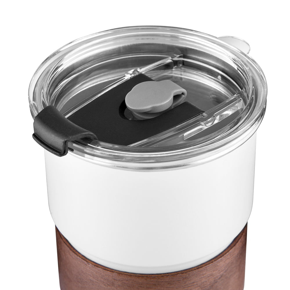 MHOME 300ML Stainless Steel Stacked Camping Cups with Walnut Handle