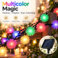 Solar Fur Pom-Pom String Lights, 5m with 20 LEDs, Multicolour Outdoor Decoration