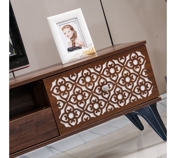 TV Stand Media Console Wood Table with 3 Storage Drawers