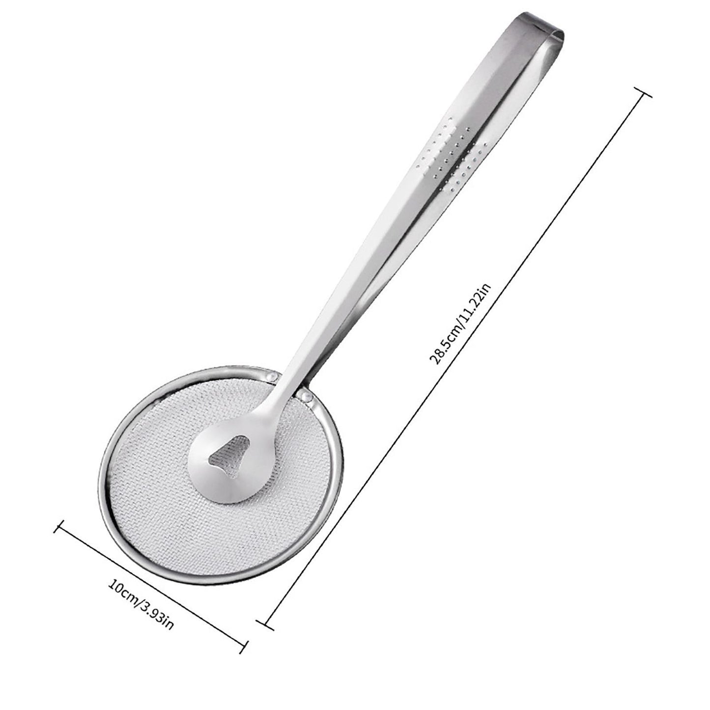 MHome 2-in-1 Stainless Steel Fine Mesh Strainer & Hot Pot Tongs – Multifunctional Frying Filter Spoon for BBQ, Salad & Fried Foods