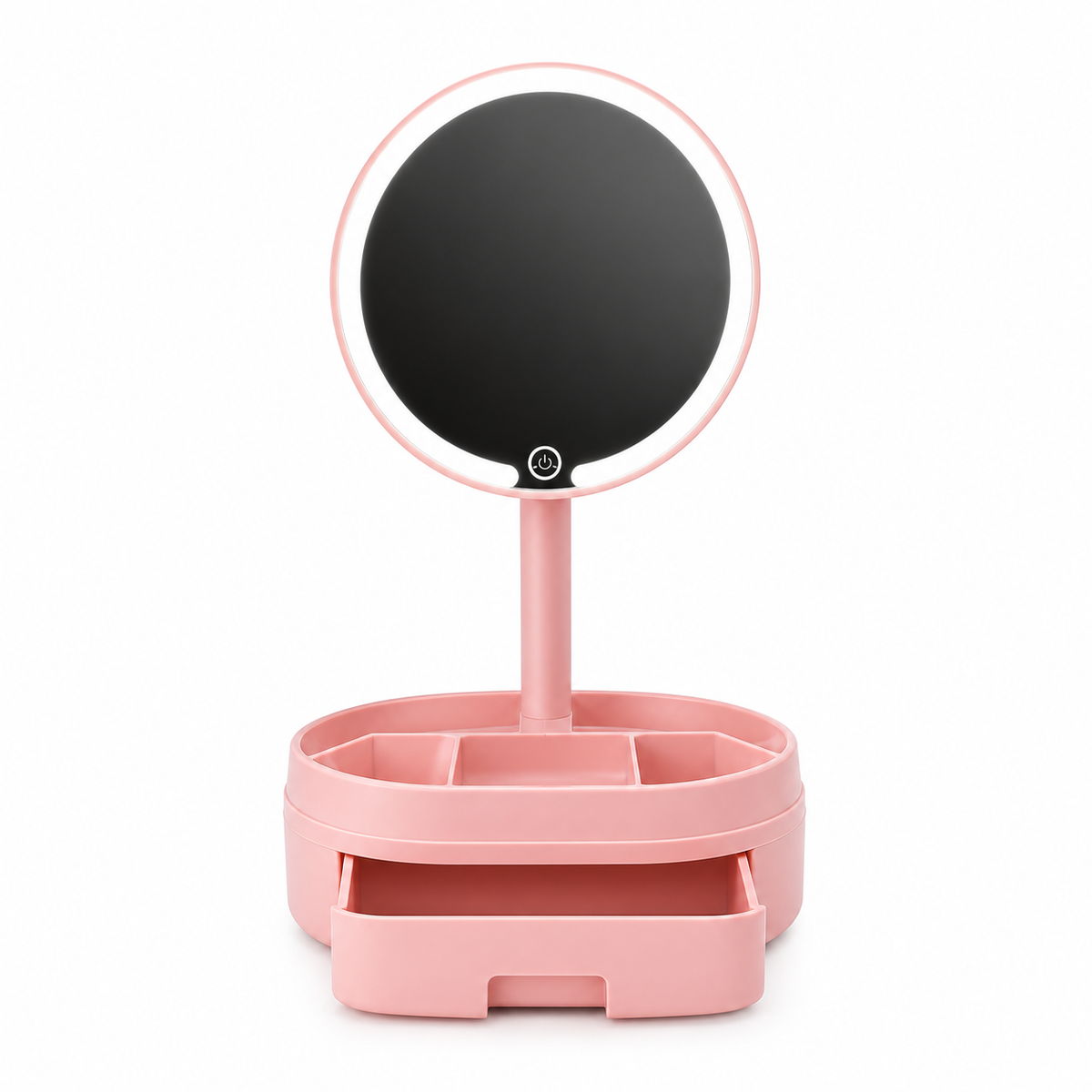 MHome Rechargeable LED Makeup Mirror, 16.5 cm Round, Adjustable Angle