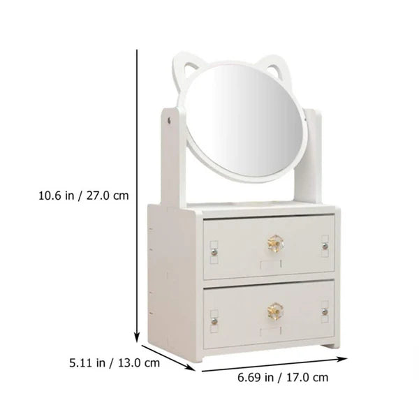 Jewelry and Cosmetic Organizer Draws with Mirror