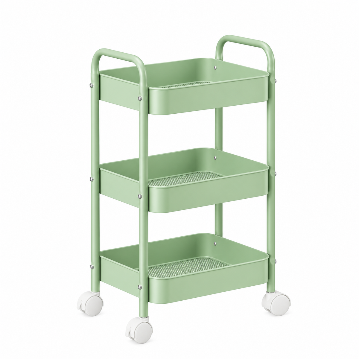 MHome 3 Tier Rolling Storage Cart with Wheels, Carbon Steel, 45x30x78cm