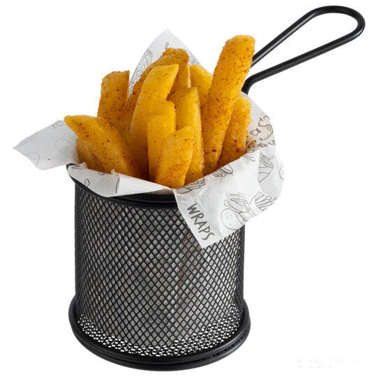 Black Round Small Stainless Steel Basket For Snack And Fries