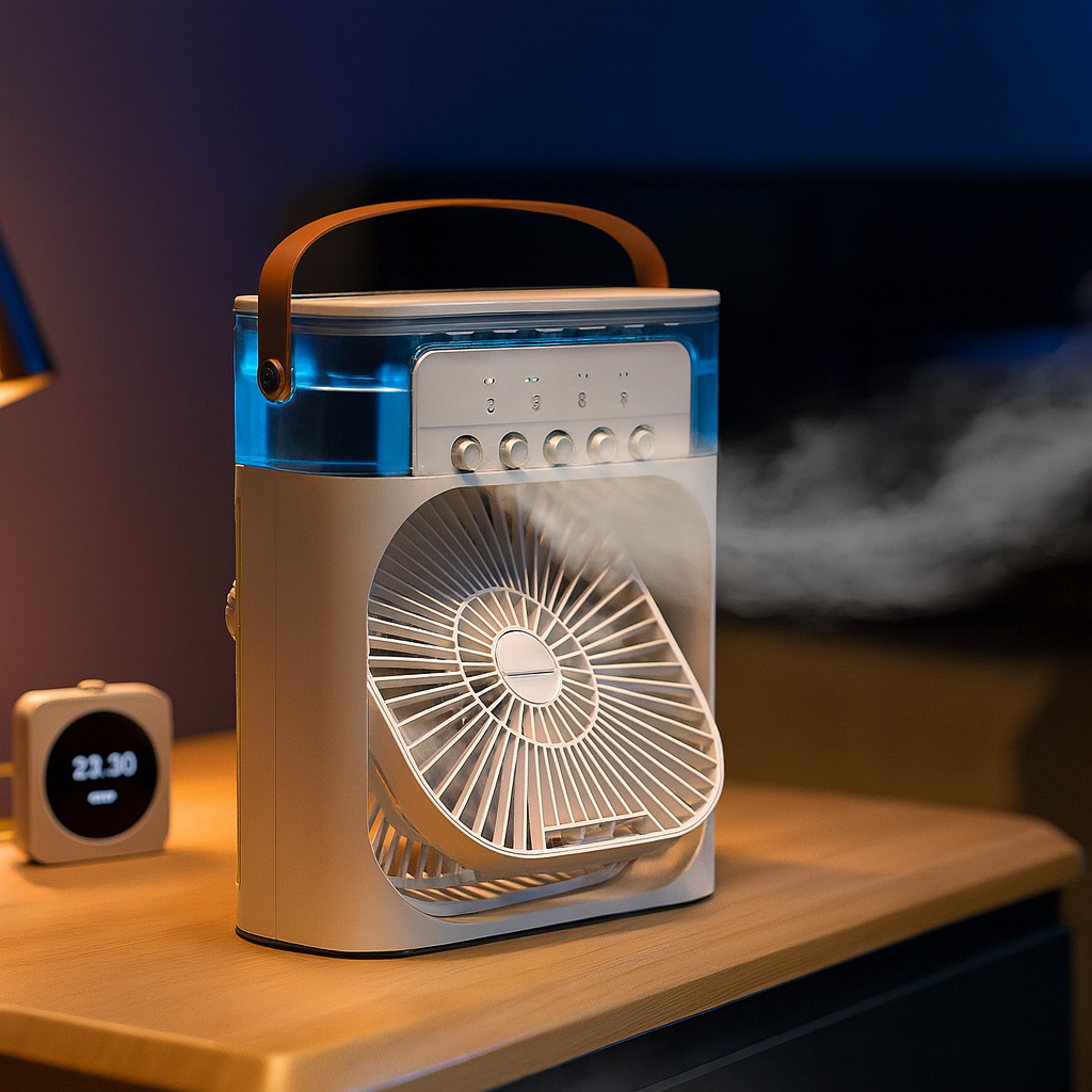 6" Portable Mini Air Cooler Fan – 3-in-1 USB Mist & Humidifier