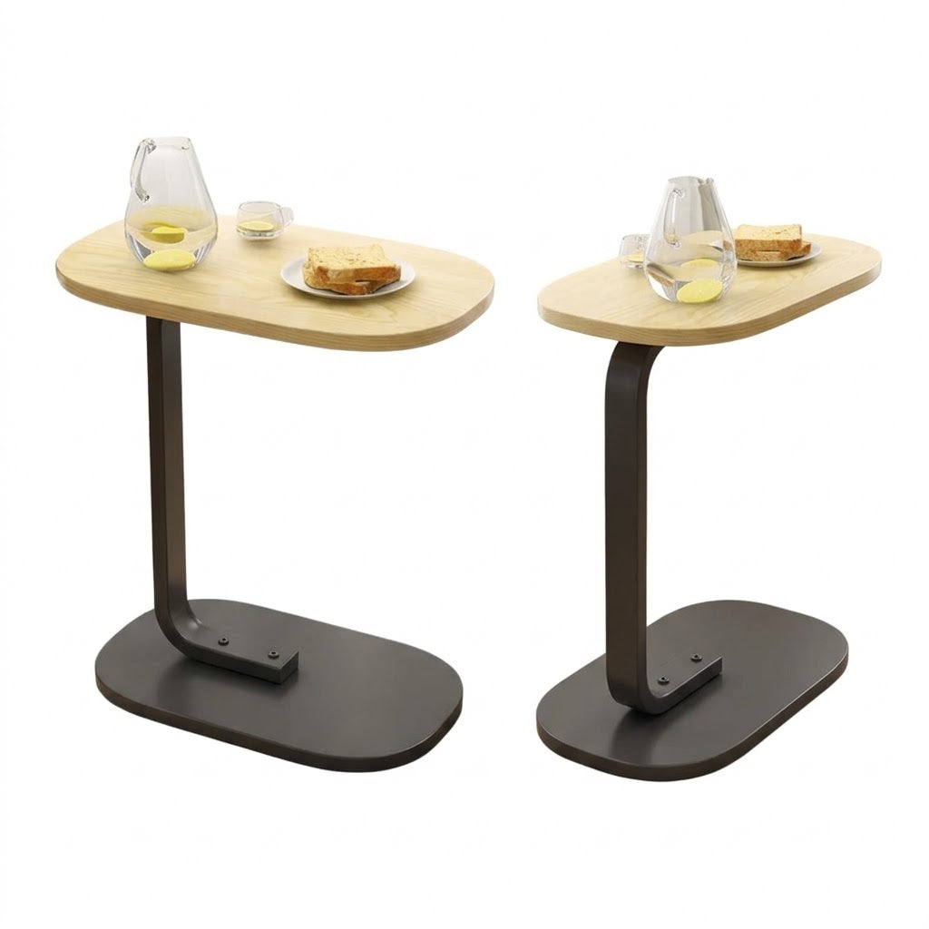 MFurn C-Shaped Side Table 2-Pack – Modern Narrow Sofa & Bed Coffee Tables with Metal Frame