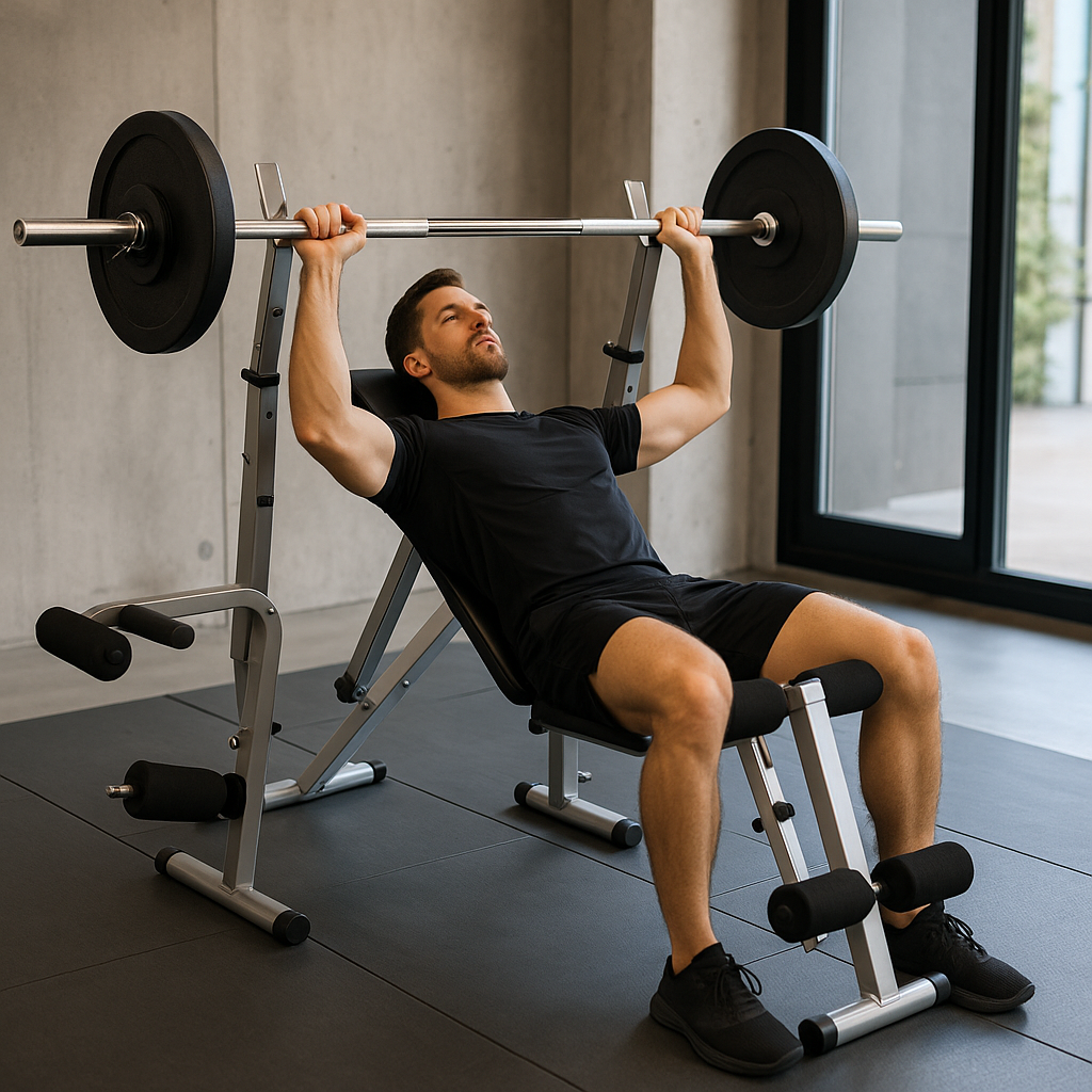 Pro-Sportz Multifunction Adjustable Weight Bench With Leg Developer & Barbell Rack