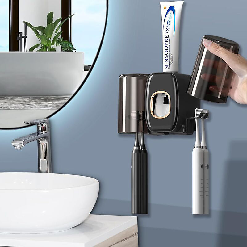 Toothpaste Dispenser & Brush Holder,