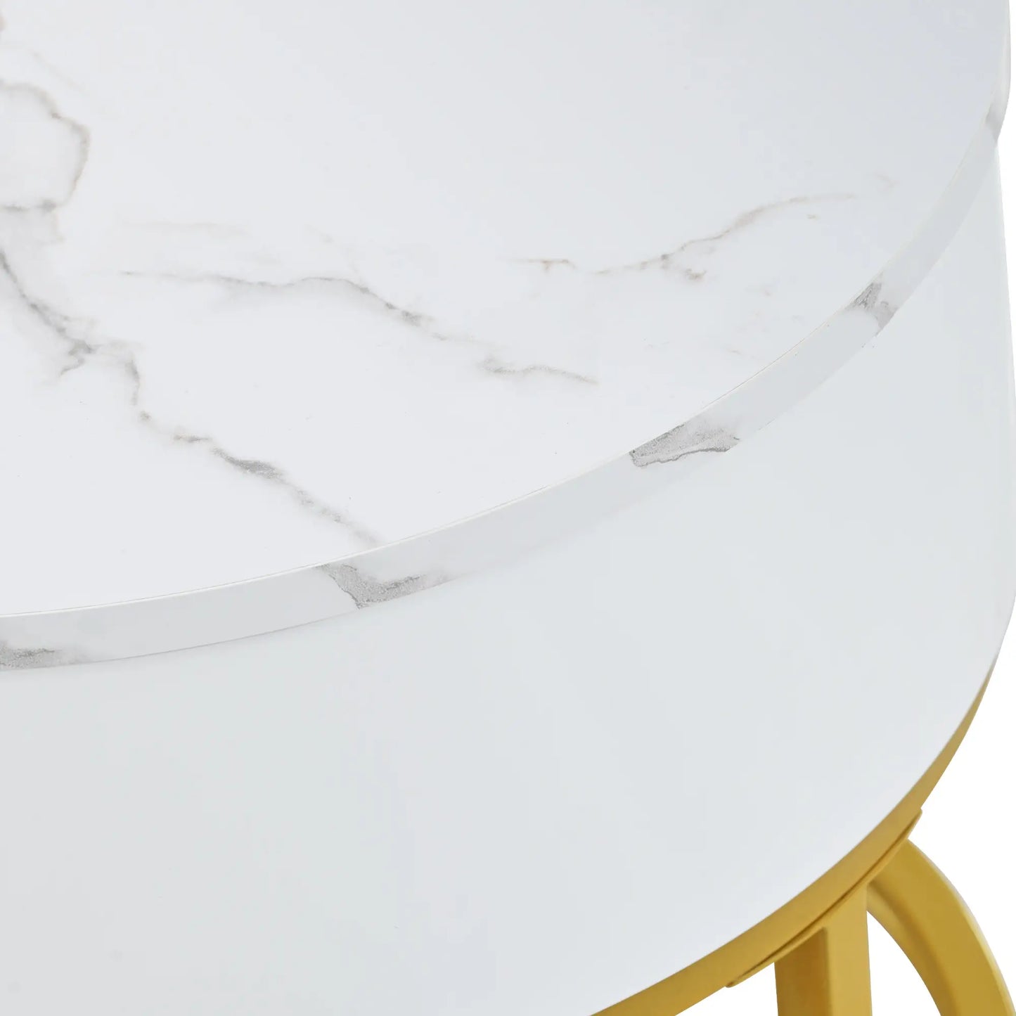 MFURN Set of 2 Nesting Modern Coffee Tables – Gold Metal Frame & Spacious Marble-Effect Surface