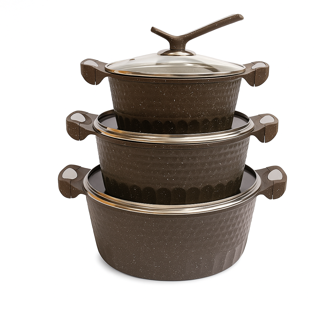 MHome Premium Non-Stick Granite Cookware Pot Set – 3 Piece