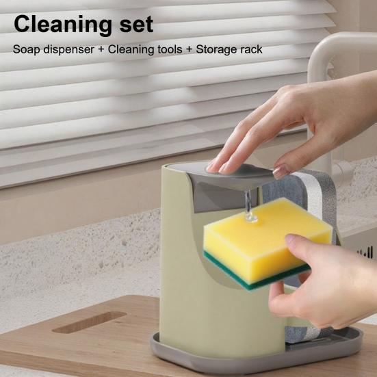 MHome Dish Soap Dispenser with Storage Shelf – Press-Type Pump & Caddy | Refillable Kitchen Organizer