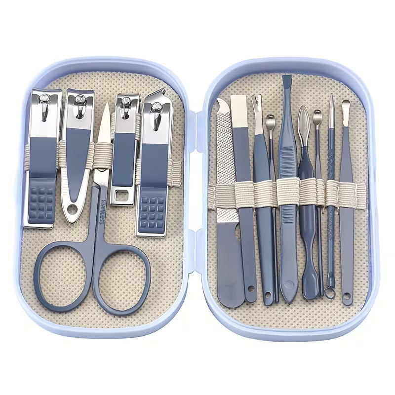 13-Piece Mini Manicure & Pedicure Grooming Kit with Travel Case