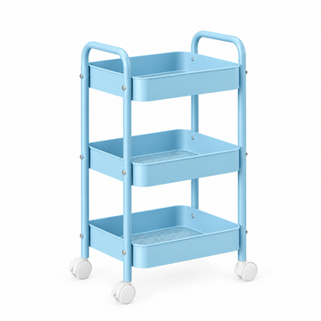 MHome 3 Tier Rolling Storage Cart with Wheels, Carbon Steel, 45x30x78cm