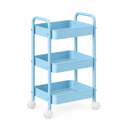 MHome 3 Tier Rolling Storage Cart with Wheels, Carbon Steel, 45x30x78cm