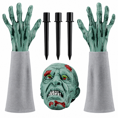 Halloween Zombie Garden Stakes: 3-Piece Outdoor Yard Decoration Set