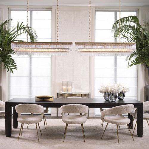 MFurn Rocco Mid-Century Modern Glam Dining Chair With Stainless Steel Legs