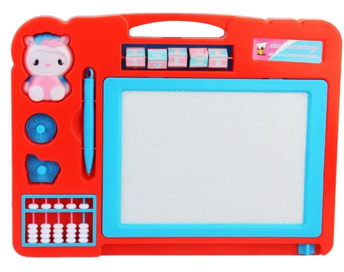 Double Sided Magnetic Slate Whiteboard and Blackboard with Chalk, Duster and Stylus