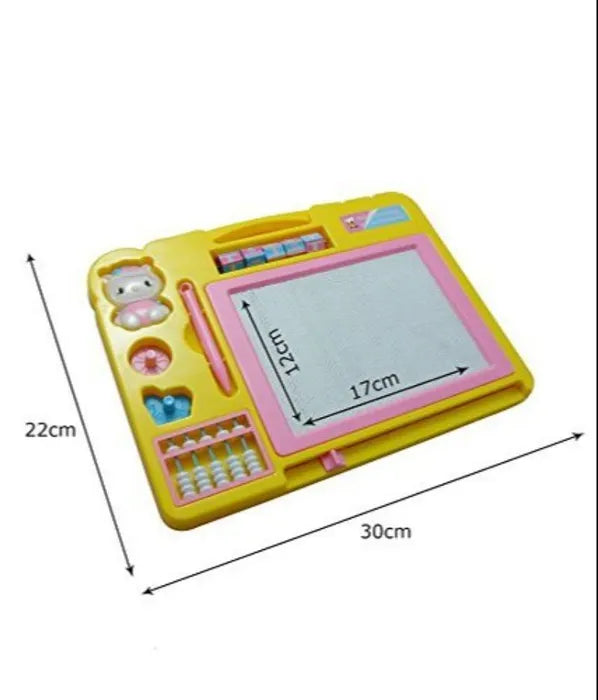 Double Sided Magnetic Slate Whiteboard and Blackboard with Chalk, Duster and Stylus