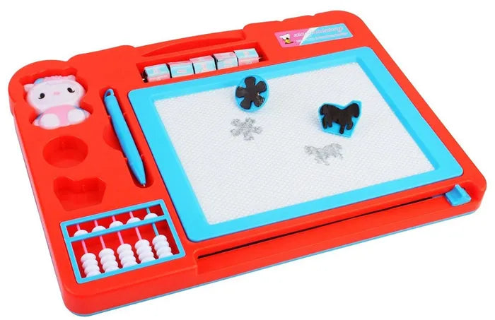 Double Sided Magnetic Slate Whiteboard and Blackboard with Chalk, Duster and Stylus