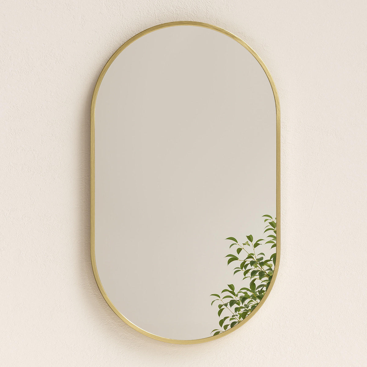 MHome Oval Bathroom Wall Mirror with Brushed Gold Frame
