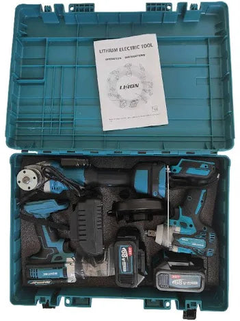 3 in 1 Cordless Power Combo Kit Impact Wrench Electric Drill Angel Grinder