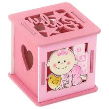Blue/Pink Wood Baby Themed Favor Candy Box Mix Design-Each
