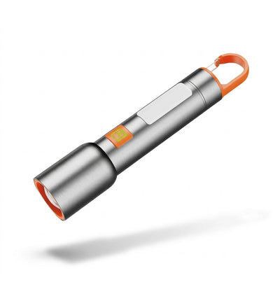 Hanging COB LED Aluminum Alloy Flashlight, 7 Bright Light Modes, Zoom In/Out, Aluminum