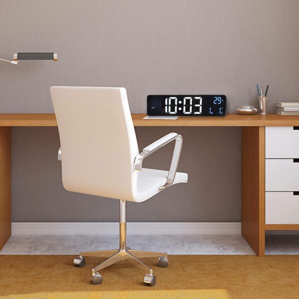 Rechargeable 25.5cm LED Digital Alarm Clock With Temperature+Day+Month And Date