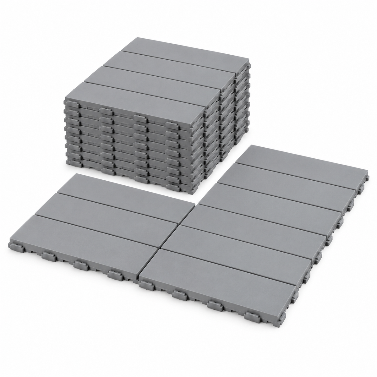 MHome Wood-Plastic Composite Non-Slip Outdoor Decking Tiles 10pc Pack