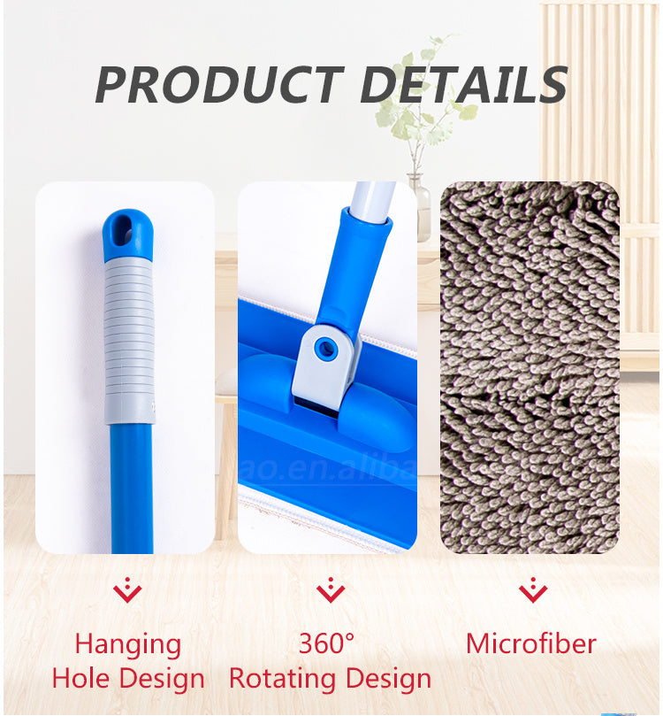 Kleaner Microfiber Flat Mop with Telescopic Handle
