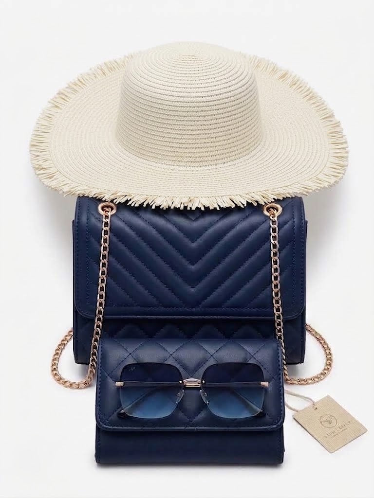 Women’s 4-Piece Fashion Set – Handbag, Wallet, Sunglasses & Summer Hat