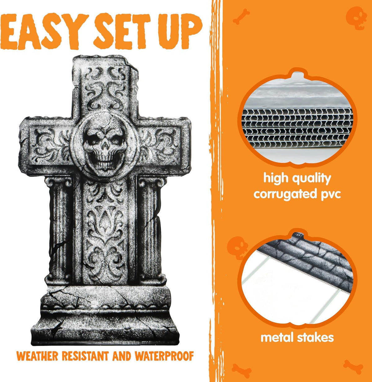 9-Pack Halloween Tombstone Yard Signs, 41.5cm Outdoor Graveyard Decorations