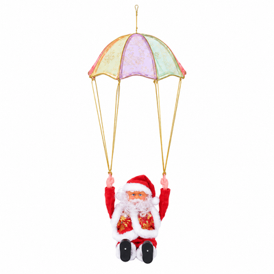Flying Somersault Santa Claus Hanging Ornament, Musical Parachute Christmas Decoration