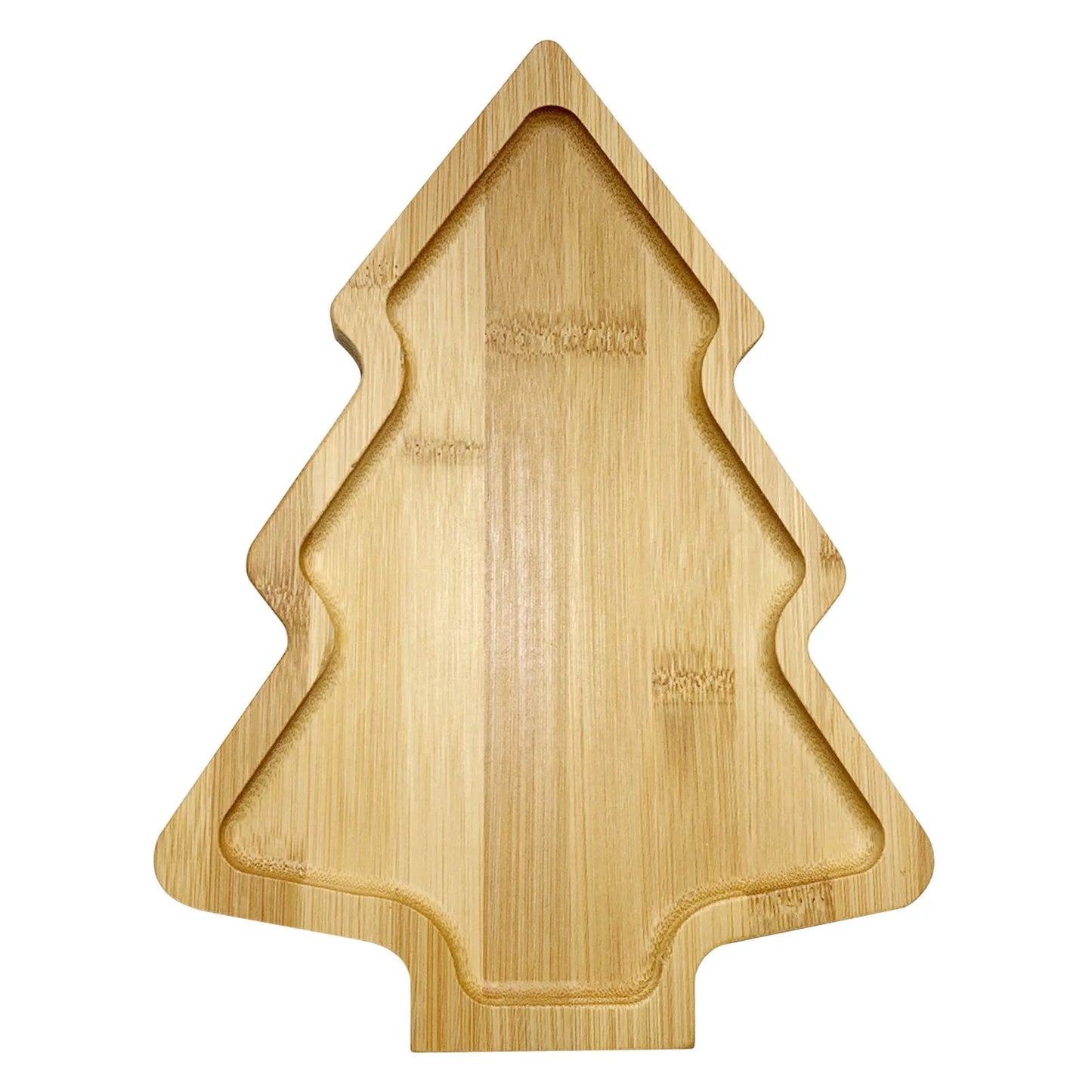 MHome Bamboo Christmas Tree Wooden Serving Platter