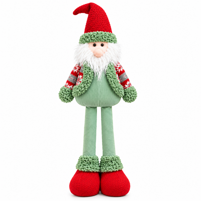 3-Piece Telescopic Christmas Doll Set, Red Extendable Long-Legged Dolls