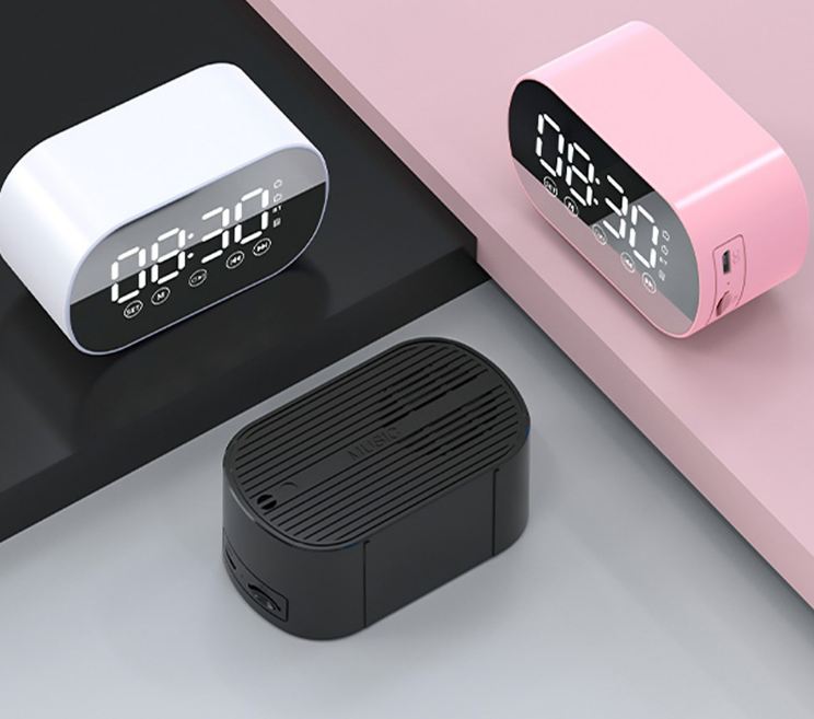 Mini Bluetooth Speaker LED HD Mirror Digital, Alarm Clock ,FM Radio