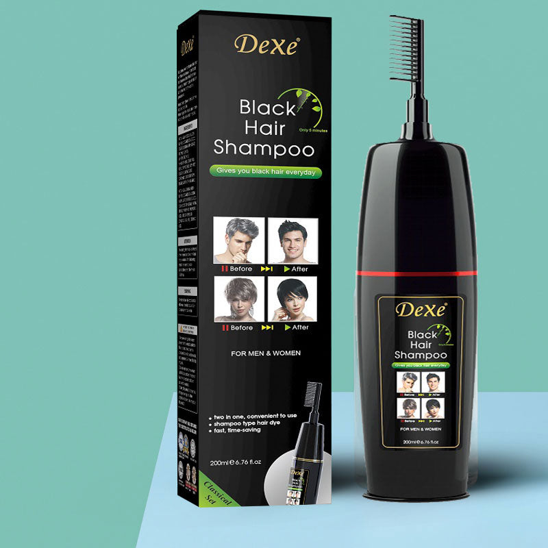 Dexe Comb Packing Black Hair Shampoo & Magic Comb 200ml For Men & Women