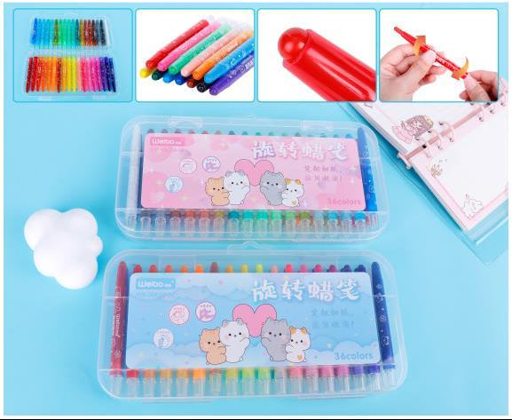 48-Piece Rotating Jumbo Colour Crayons – Non-Toxic, Water-Soluble