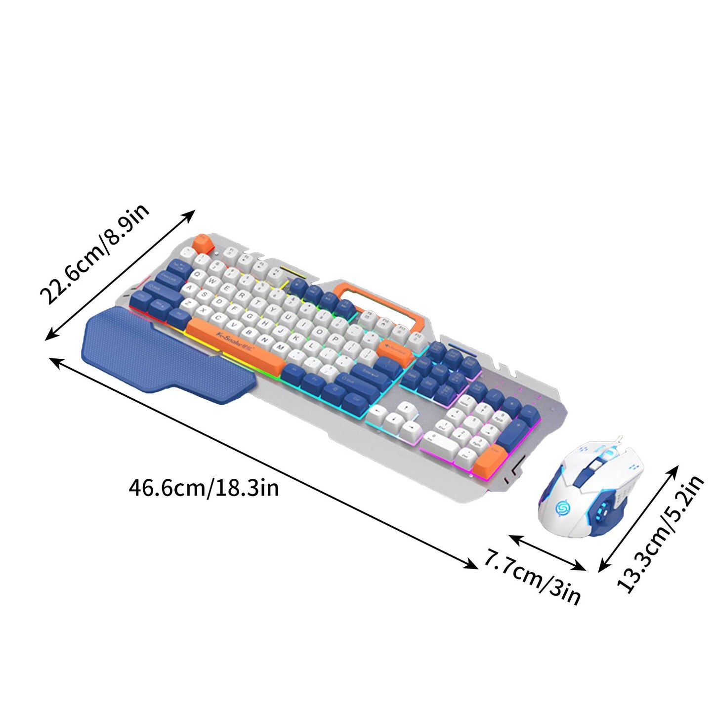 MTech Gaming Keyboard and Mouse Combo – Light-Up Rainbow Design