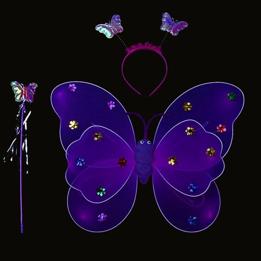 Beautiful Butterfly Wings with Lights, Wand and Headband