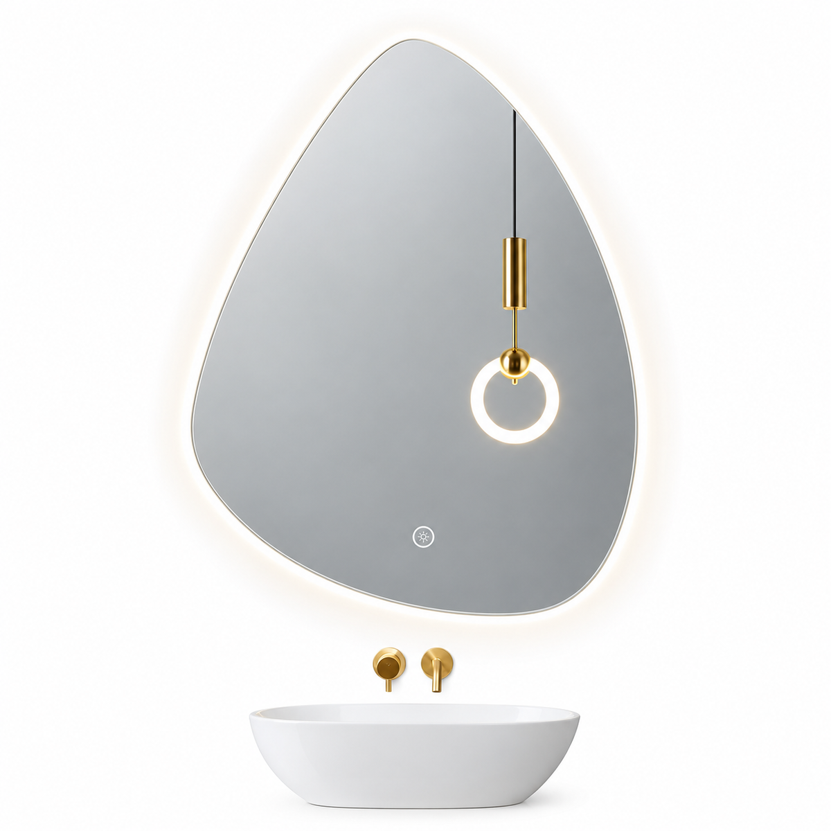 MHome Teardrop LED Wall Mirror with 3-Colour Adjustable Lighting