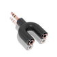 Earphone Splitter 3,5mm 1 Male To 2 Female U Shape Stereo 2 Way Converter