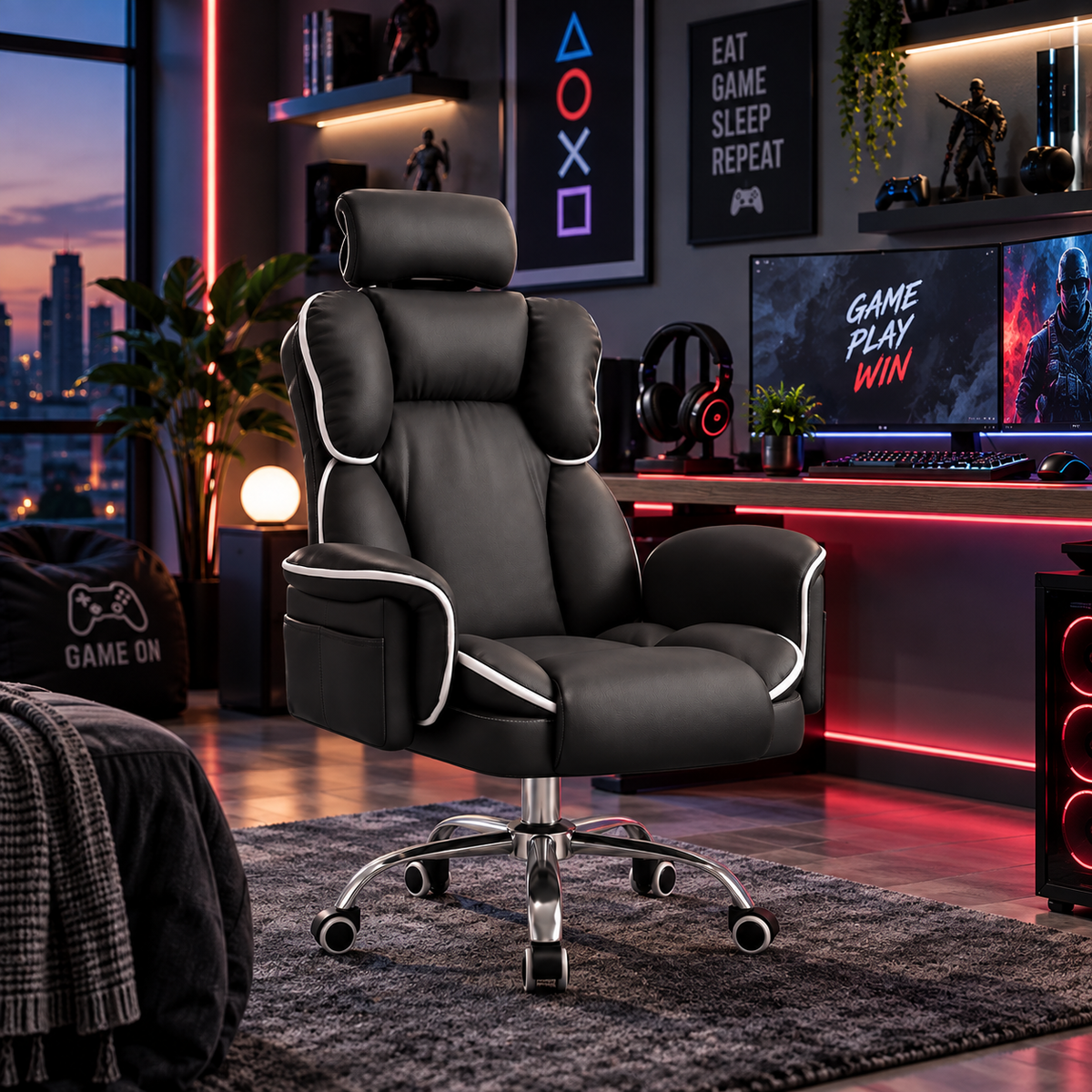 MTech Executive Office Gaming Chair with Reclining Backrest & Padded Armrests