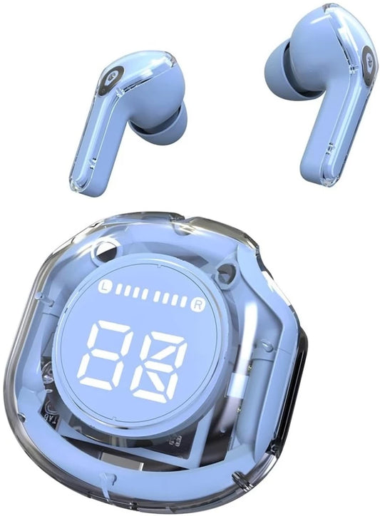 MTECH Wireless Earbuds With Clear Charging Case And Battery Display